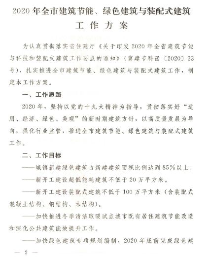 石家莊：《2020年全市建筑節(jié)能、綠色建筑與裝配式建筑工作方案》